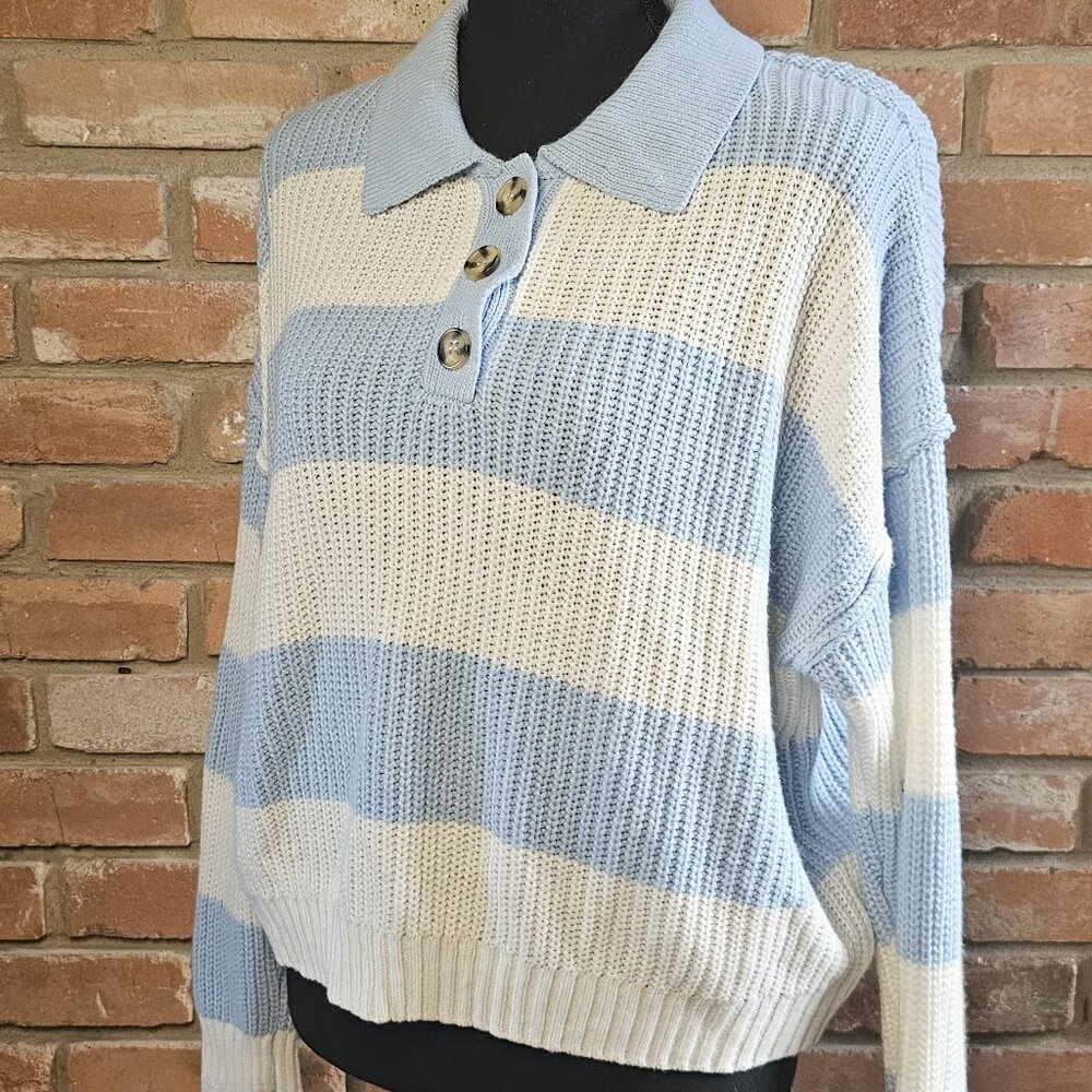 SO Striped Collared Sweater – Size L